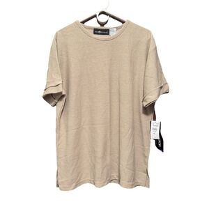 Sag Harbor Womens T-Shirt Top Textured‎ Knit Short Sleeve Casual Beige Large